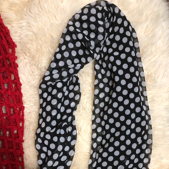 Bundle of 2 • Red Cable Knit & Black Polka Scarfs - Picture 3 of 5